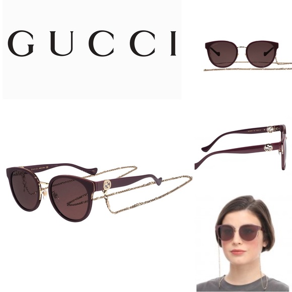 $650 Gucci new style sunglasses with detachable chain new in case - Picture 2 of 12